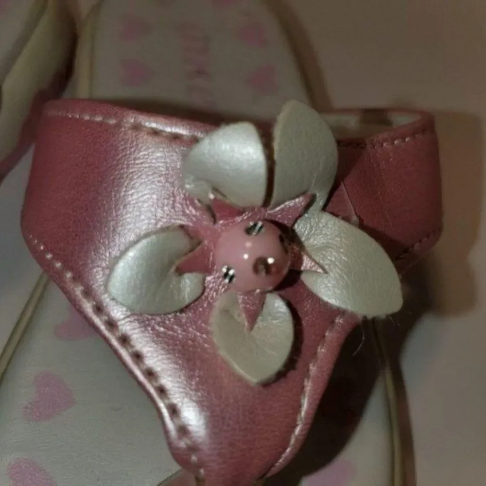 Ameta Flip Flops Sandals Toddler Shoes Pink Flowers GIRLS YOUTH Size 6